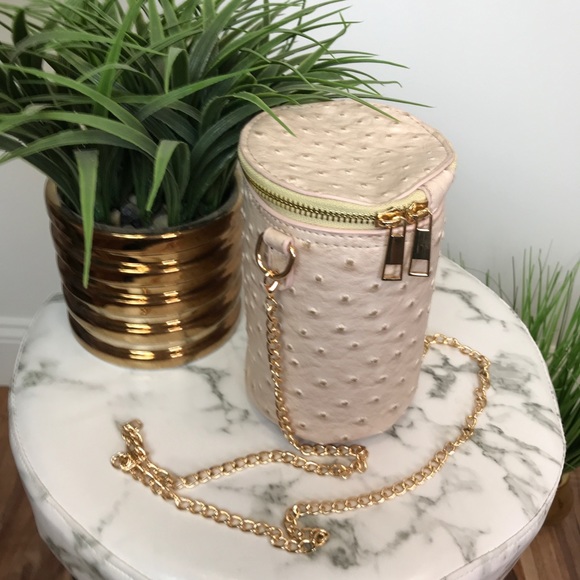 ‼️ Blush Ostrich Barrel Mini Purse Bag With Strap - Picture 2 of 8